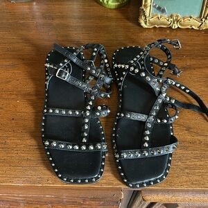 Ash leather studded/spiked sandal